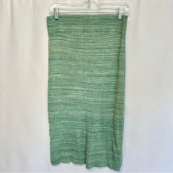 Free People Olive Green Midi Comfortable Elastic Stretch Skirt Size Medium - Picture 7 of 14